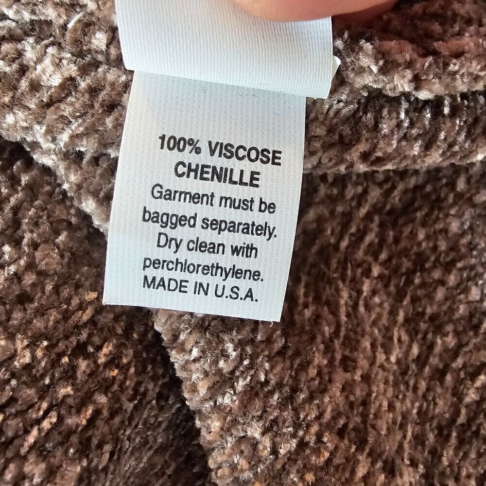 Annie M Knitwear Brown 100% Viscose Chenille Top With Scarf Belt, Made In USA - Picture 8 of 13